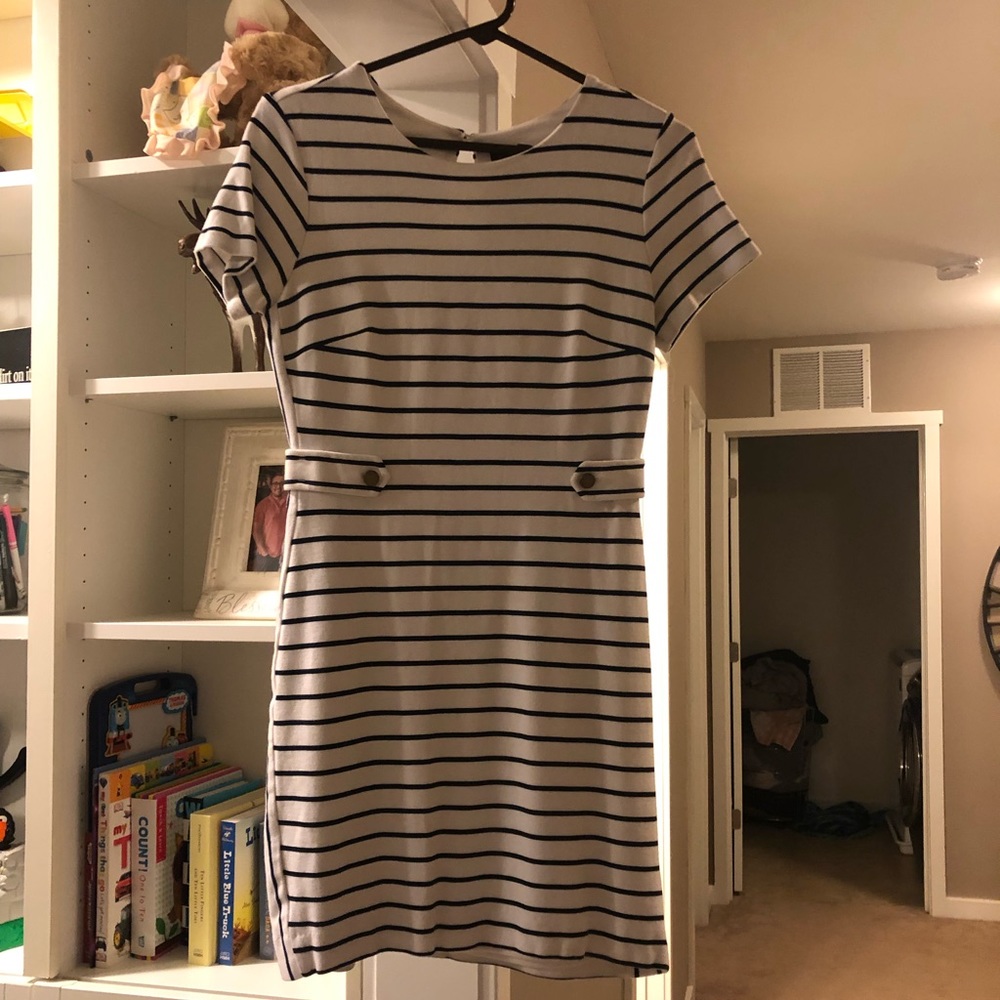 White + Navy sailor stripe dress from Banana Rep
